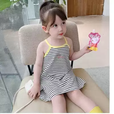 Children's clothing small and medium-sized summer new female baby sundress Children's night dress Summer thin girl dress striped skirt