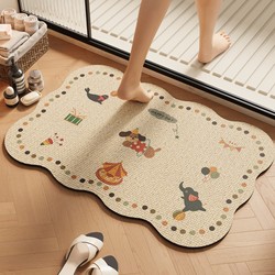 Bathroom Floor Mat Diatomaceous Earth Absorbent Quick-Drying Non-Slip Anti-Fall Washroom Easy-Care Household Bathroom Carpet