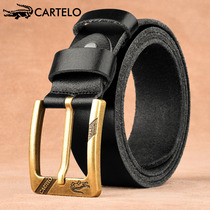 Cardilo crocodile mens belt real cowhide pin buckle retro first layer cowhide belt business casual belt