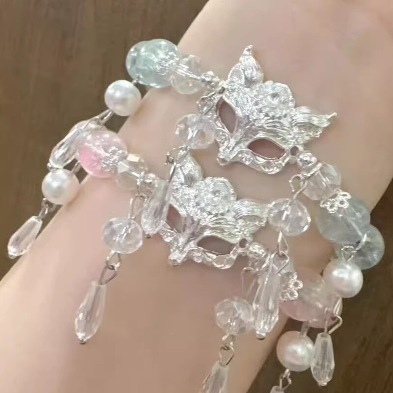 Original New Design Forest-Style Crystal Fox Bracelet with Unique Design, Cool and Versatile, Popular among Students and Friends, Niche Bracelet