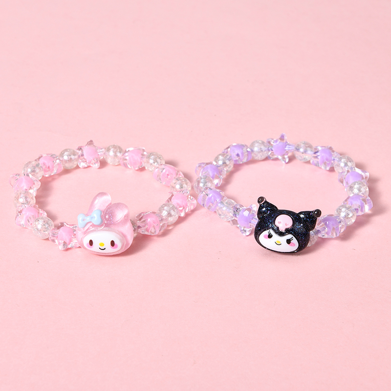 Sweet Sanrio Crystal Couple Bracelets, Cartoon Cinnamon and Kuromi Bracelets, Gift for Best Friend's Birthday