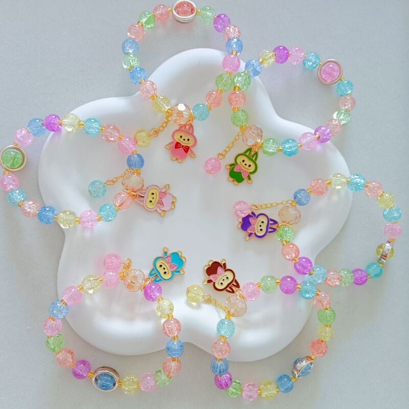 New Labubu Bracelet Sweet Crystal Animation Internet Celebrity Labubu Multi-Color Rainbow Bracelet Student Bracelet Friendship Bracelet