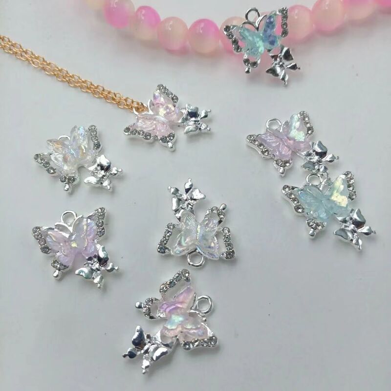 Sweet Metal Alloy Double-Layer Butterfly Tail Butterfly Cool Girl DIY Handmade Beaded Jewelry Accessories Materials