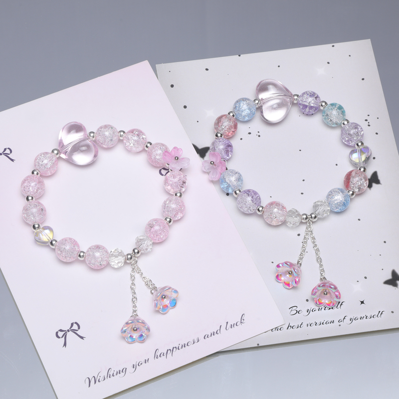 Super Fairy New Style Aurora Heart Sweet Orchid Bracelet for Women, Niche Exquisite Light Luxury Versatile Student Best Friend Bracelet