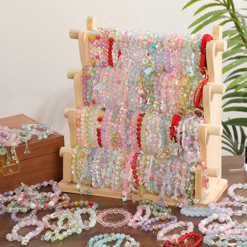 10-100 Pieces of Premium Bracelet Elastic Bands, High-Quality Night Market Glass Bracelets, Gift Beads, High-End Wholesale Hair Ties