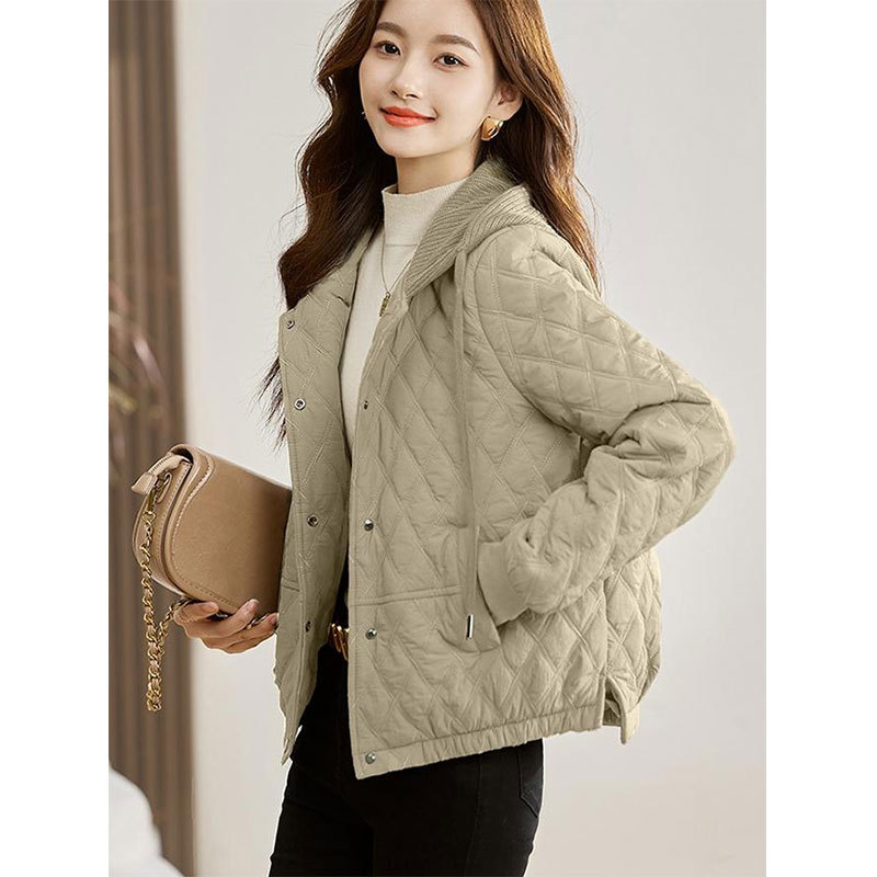 Quilted down Cotton Jacket for Women, Autumn and Winter 2025 New Fashion, Petite, Lightweight Cotton Coat, Stylish Cotton Clothing, Short Jacket