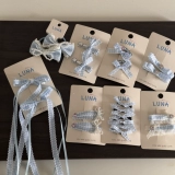 Синяя свежая милая универсальная заколка для волос с бантиком