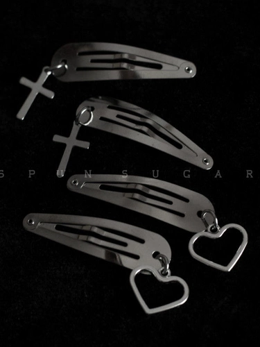 Металлическая заколка для волос, сердце, стиль, США, в стиле панк