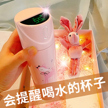  Smart thermos cup ladies water cup cute net red girl heart high face value 304 stainless steel portable and compact