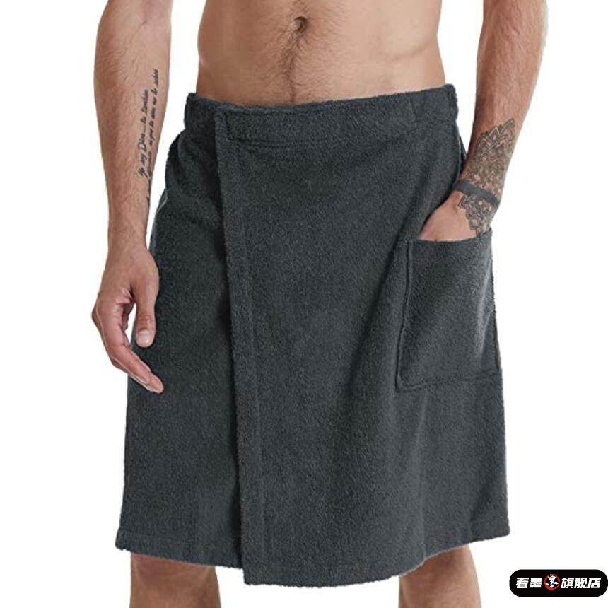 2025 Velcro Bath Towel Beach Towel Men's Wearable Bath Towel Shower Room Bathrobe with Pockets Outdoor Changing Clothes