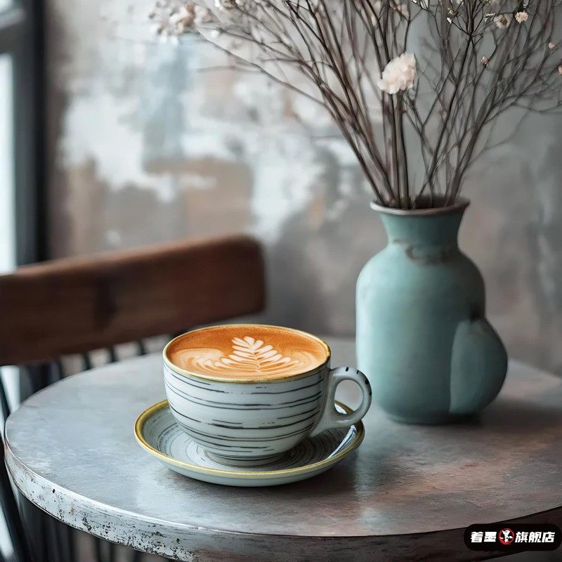 Ceramic Exquisite Coffee Cup, High-End Retro Saucer Set, Creative Latte Art Cup, 320ml Coffee Cup