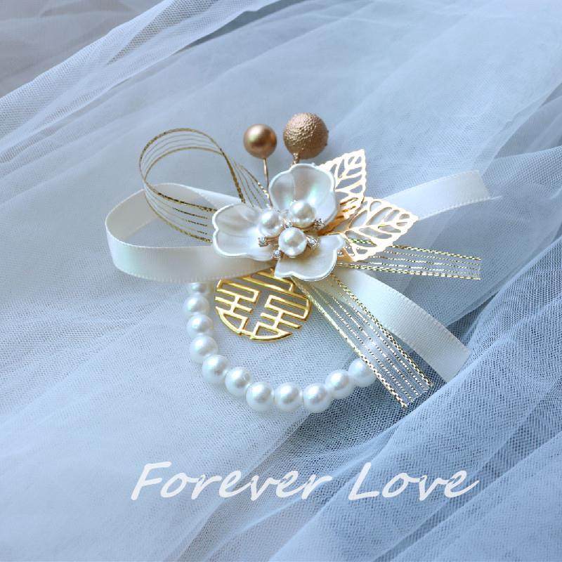 Bridesmaid's wrist flower bridal sister group Handmaid's Korean style wedding wedding wedding bracelet father groom groom brooch-Taobao