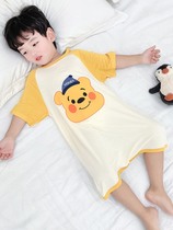 Japanese boy Modale corporate pajamas summer thin boybaby baby cartoon pajamas Xia home clothing