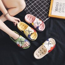 Japanese JULIPET slippers female summer non-slip home heightened thick bottom cool bath bath bath water leak graffiti couple male