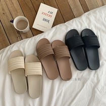Japanese JULIPET retro simple plain slippers female summer home indoor and outdoor wear non-slip bath one word cool