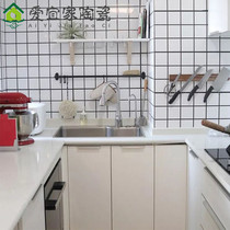 Kitchen and toilet 300x600 bright black and white lattice wall impermeable porcelain modern simple Nordic wall tiles