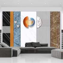 Integrated wall panel TV background wall customized living room quick installation bamboo fiber imitation marble gusset decorative wall panel