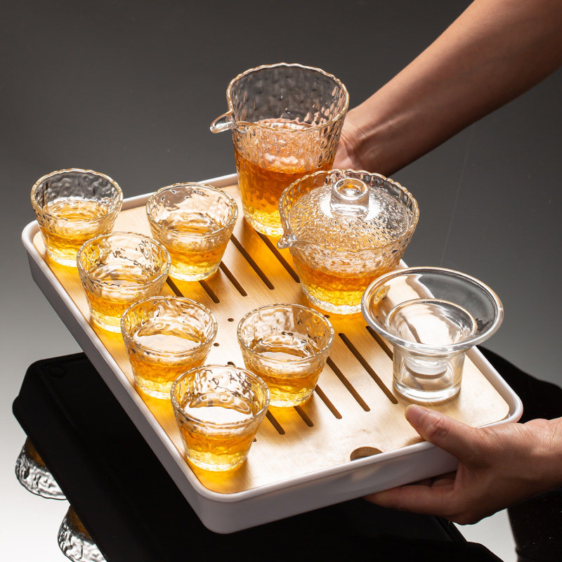 Day style glass tea set tea tea suit light and luxurious home Gongfu tea cup upscale lid bowl office tea maker teapot-Taobao