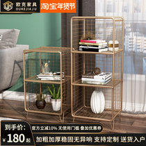Nordic wrought iron bedside table gold shelf bedroom ins wind small metal bookshelf floor grid storage rack