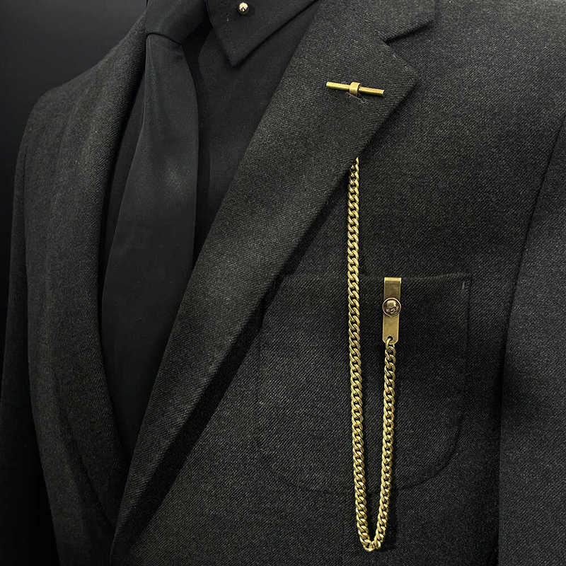 Vintage Decorative Brooch Men's Suit Lapel Chain Skull Tie Clip Brass Vest Pocket Watch Chain Vintage Accessories