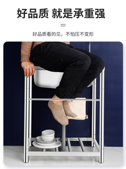 商用厨房洗菜盆加厚不锈钢洗手盆带支架一体洗碗池家用水槽大单槽
