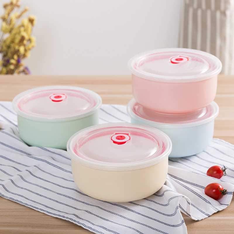 Simple ceramic instant noodle bowl with lid instant noodle bowl set tableware large student home lunch box porcelain bowl easy to clean