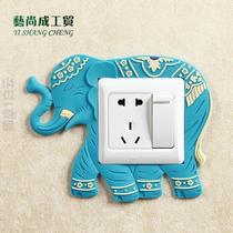 Switch patch wall sticker lamp 3D Cubist minimalist modern night light wall sticker socket decoration switch protective sleeve Living room