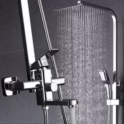 Copper body shower booster square main body faucet shower five-speed shower nozzle set