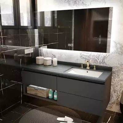 Oak bathroom cabinet combination rock board one-in-one basin simple modern dressing room wash sink sink washbasin cabinet