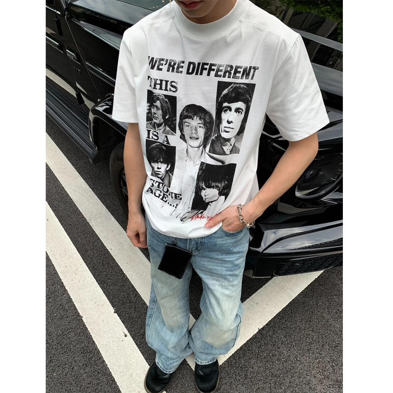 【Eme】Vintage Band Print Short-Sleeve T-Shirt for Men, Summer American Style Solona Cool Round Neck Regular Shoulder Top for Women 【Eme】Vintage Band Print Short-Sleeve T-Shirt for Men, Summer American Style Solona Cool Round Neck Regular Shoulder Top for Women