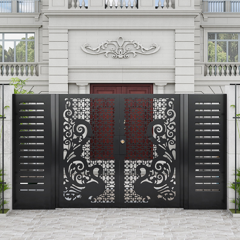 Villa Courtyard Gate Double Door Countryside Yard Gate Home Iron Art Outdoor Patio Door Stainless Steel Open Door