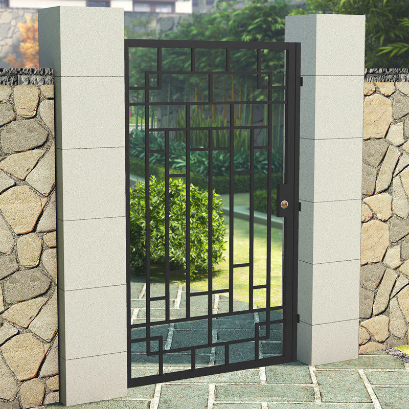 Modern Minimalist Iron Art Courtyard Gate Villa Entrance Garden Door Outdoor Rustproof Single Double Switch Iron Door Private Customization