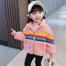 Hong Kong Girl Lamb Suede Jacket Winter New Womens Baby Warm Fur Coats Damp Children Thickened Fur Coats
