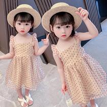 Hong Kong girls summer clothes 2021 summer new childrens net red princess dress foreign style little virgin baby mesh skirt
