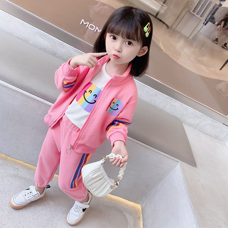 Hong Kong Girl Casual Cardiovert Autumn Winter Clothing Temperament Suit 2021 New Children Baby Trendy Women Clothing Two Sets