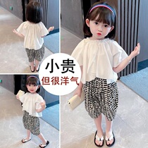 Hong Kong trendy childrens clothing Female baby summer two-piece set Girls clothes Net red Foreign style little girl fashionable short-sleeved suit