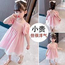 Hong Kong girl baby dress Summer girl foreign style 1 Summer 6 Princess puffy yarn skirt 5 Children 2 tide 3 years old 4