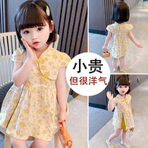 Hong Kong girl baby summer Cheongsam dress Girl children Foreign style childrens clothing Child 1 princess skirt 2 tide 3 years old 4