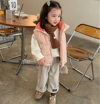 Hong Kong girls winter outside wearing waistcoat 2021 new baby high collar vest cotton waistcoat Childrens down jacket jacket
