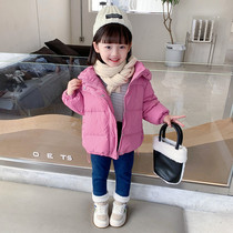 Hong Kong Girl Down Cotton Clothing Winter New Children Short Section Thickened Warm Cotton Clothes Kiddie Gush Jacket Cotton Jacket