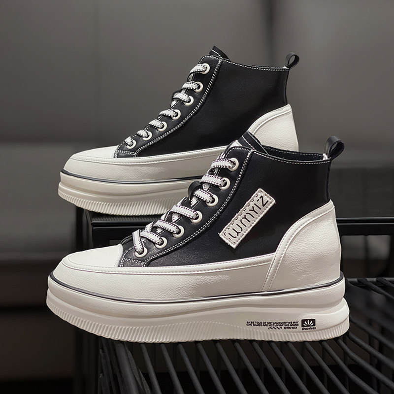 Break code clear cabin High cylinder small white shoes 2022 Spring section Inner heightening women's shoes thick bottom genuine leather casual 100 hitch pastry shoes