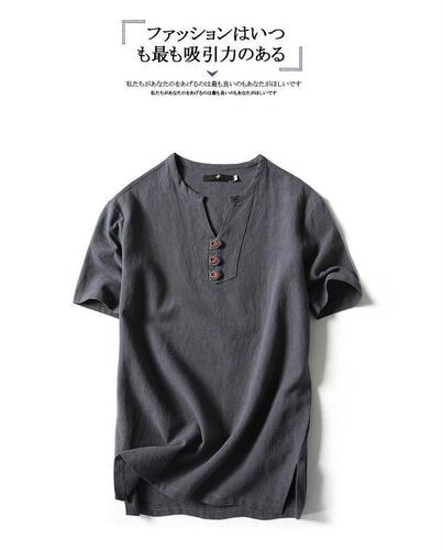 Chinese-style oversized linen men's summer short-sleeve T-shirt, extra-large and loose-fitting design—perfect for fuller figures and larger sizes