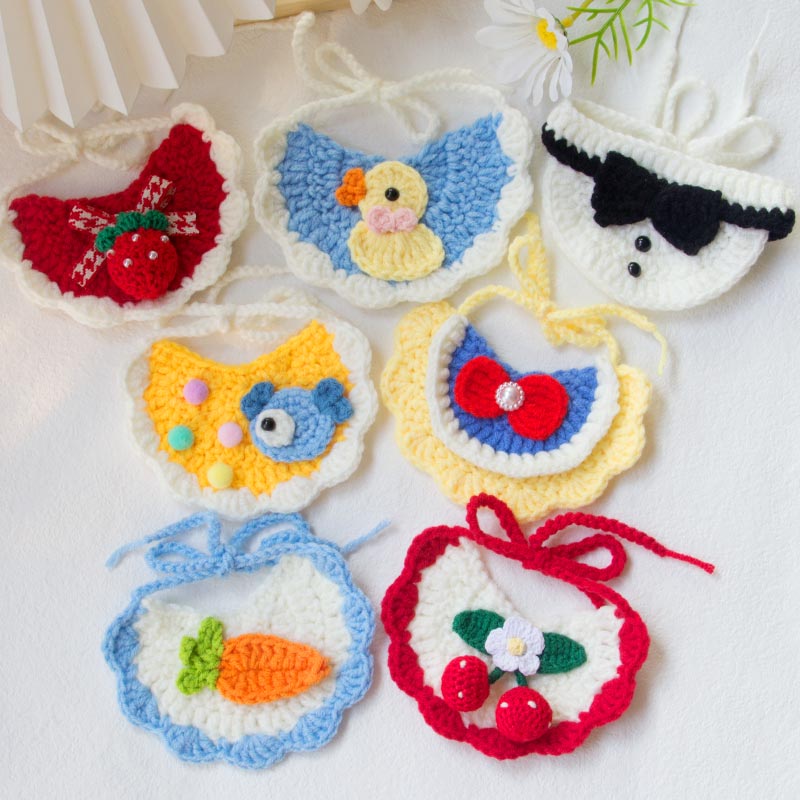 Cat Bib Cute Pet Bib Bib Handwoven Ornament Collar Dog Collar Bowknot Accessories