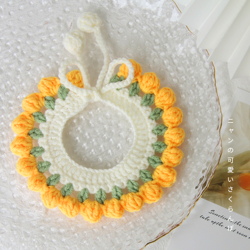Pet Handmade Kitten Cat Scarf neck wool neckline Item Circle Cute Neck Adornment Young Cat Knit Necklace Small Dog