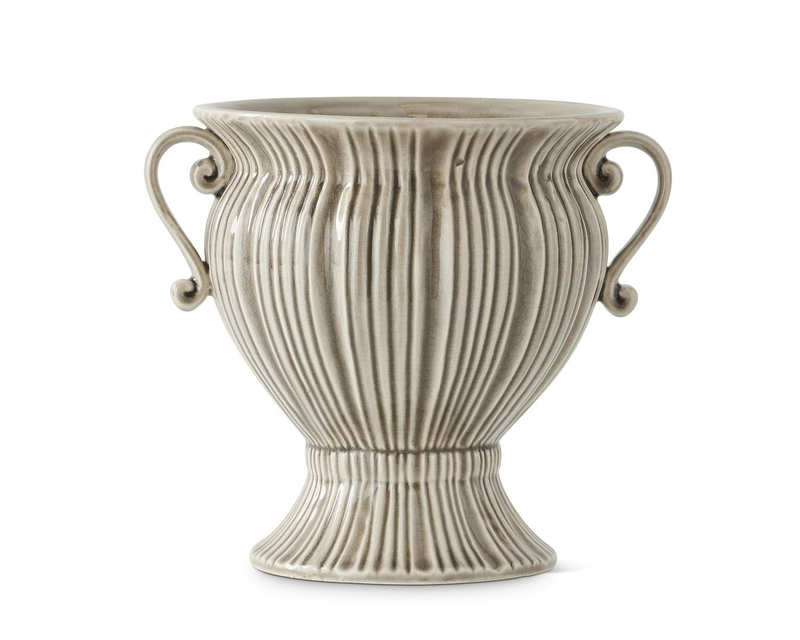 Fqr Living British K&K Home Handmade Pottery Art Style Gray Tall Double-Eared Vase