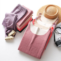  De velvet seamless self-heating middle-aged and elderly thermal underwear womens thin suit thickened mothers autumn clothes autumn pants autumn and winter