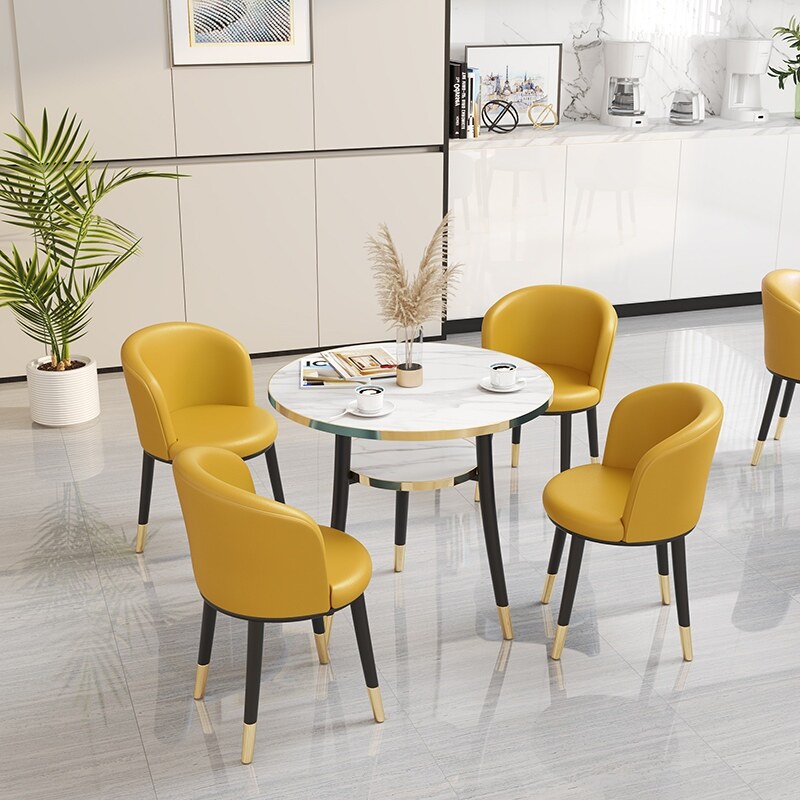 Light luxury sample house display center negotiation table and chair combination log small round table business negotiation Nordic minimalist balcony round table