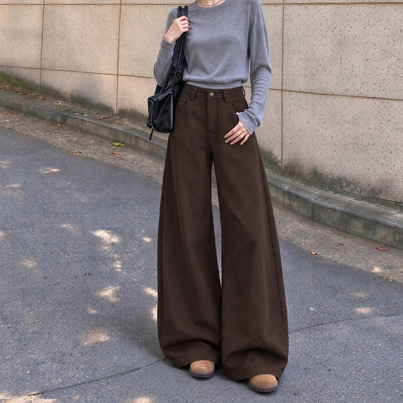 Melard Coffee Brown Wide-Leg Jeans for Women 2026 Autumn New Style Loose Slimming Versatile Relaxed Floor-Length Pants Melard Coffee Brown Wide-Leg Jeans for Women 2026 Autumn New Style Loose Slimming Versatile Relaxed Floor-Length Pants