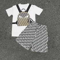 Summer spirit Small group suit online red Tide Cards Backpack Short Sleeve Letters Shorts Korean Version Loose two sets of men