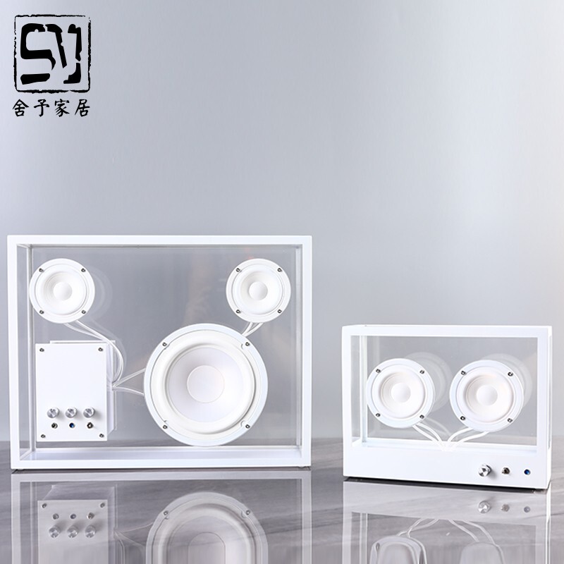 Transparent Audio Ornament for Gaming Room, Creative Birthday Gift, Living Room, Nordic White Square Acrylic Bluetooth Speaker